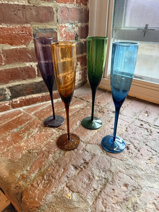 Pier 1 Other - Champagne flutes multi color with dots set of 4